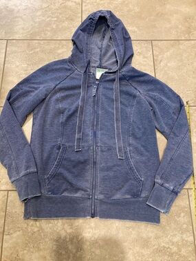 GreenTea Beautifully Distressed Indigo Full Zip Hoodie Size Medium